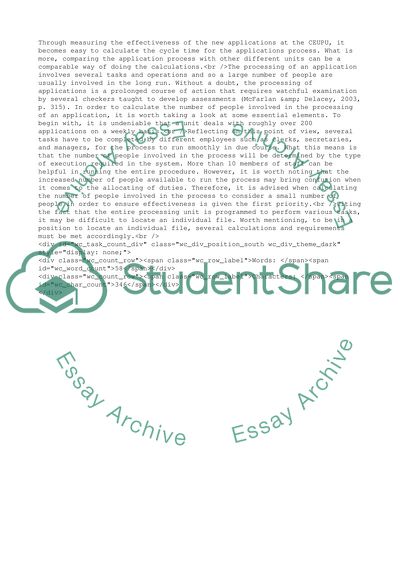 The Processing of New Applications at the CEUPU