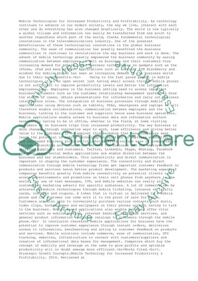 Mobile Technologies for Increased Productivity