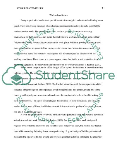 Workplace related issues