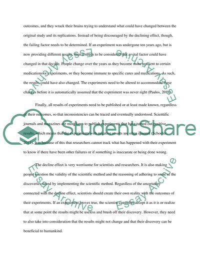 Thesis on the Decline Effect- based on the article by Jonah Lehrer (2010)