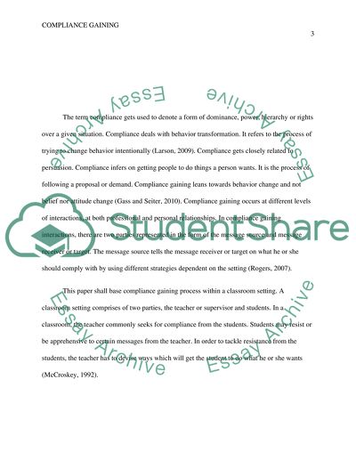 Compliance Gaining in a Classroom Setting