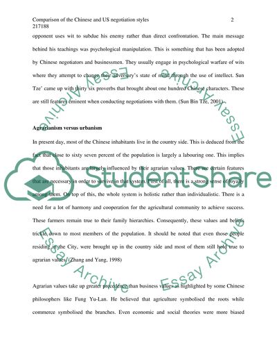 Chinese and US Negotiation Styles
