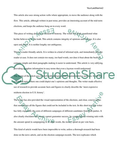 Analyzing an Article That Provides the Visual Representation of the Elections