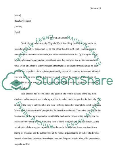 Overview the Life of a Day Moth in a Story The death of a Moth by Virginia Woolf