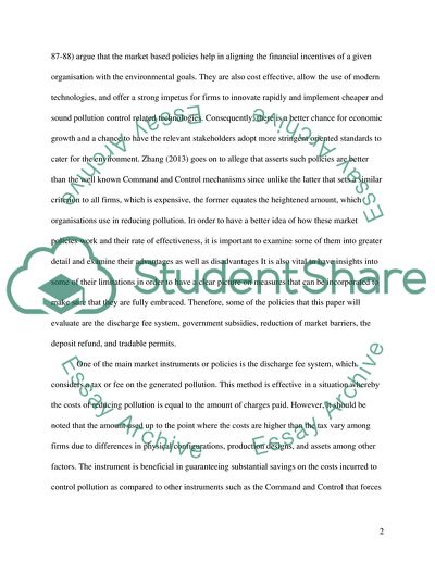 Evaluation of how Market-Based Policies deal with Global Environmental Problems