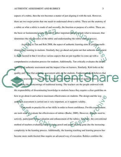 Authentic Assessment and Rubrics