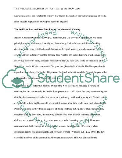 The Welfare Measures of 1906-1911 and the Poor Law
