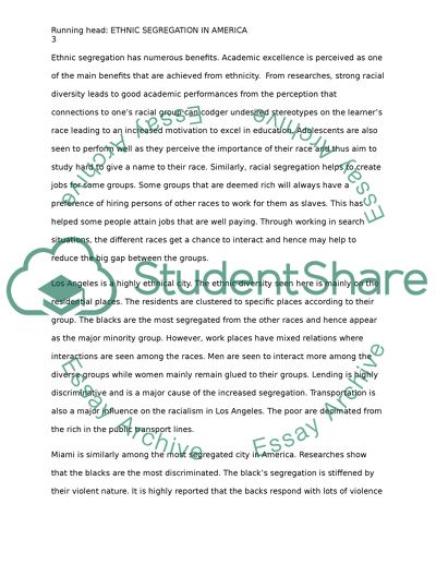 Ethnic Segregation and Its Effects in America