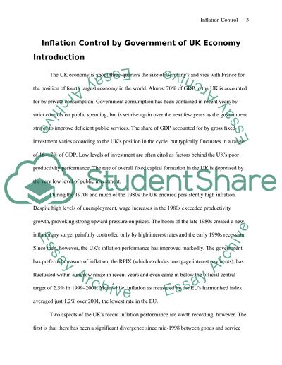 essay on inflation control