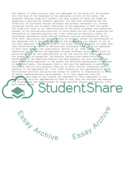 The Motivational Policies Adopted by the Management of Bank AlFalah and Standard Chartered Bank