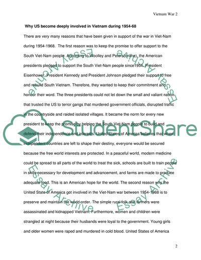 The Reasons of the US Becoming so Deeply Involved in Vietnam during 1954-68