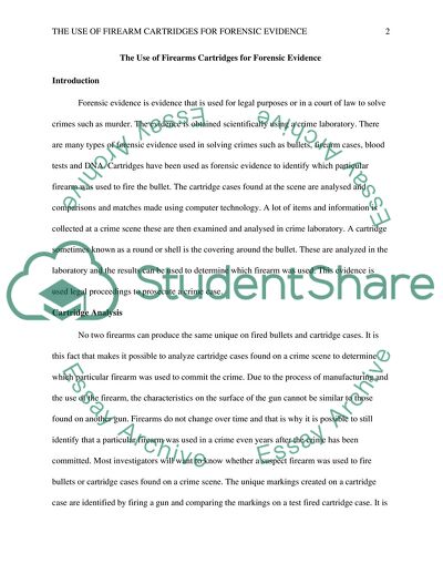 The Use of Firearm Cartridges for Forensic Evidence