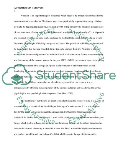 Importance of Nutrition in infacy and toddlerhood period