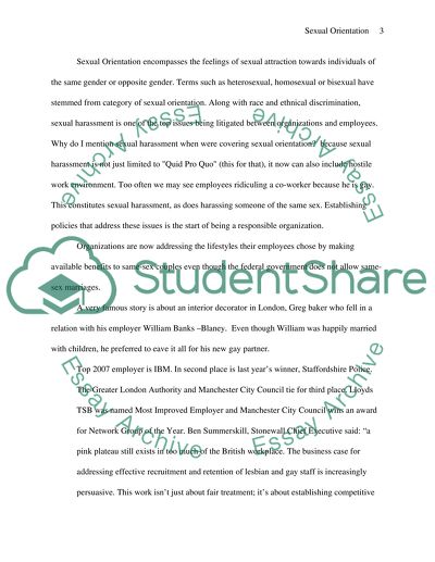 Sexual Orientation and Organisation