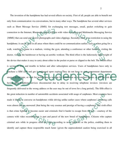 Cause and Effects of the invention of the Handphone