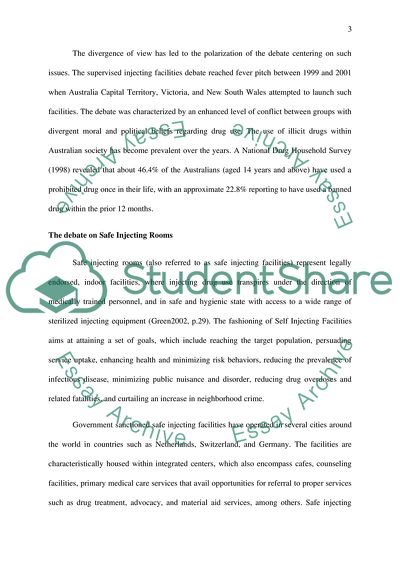 Implementation of Safe Injecting Rooms within Australian Cities