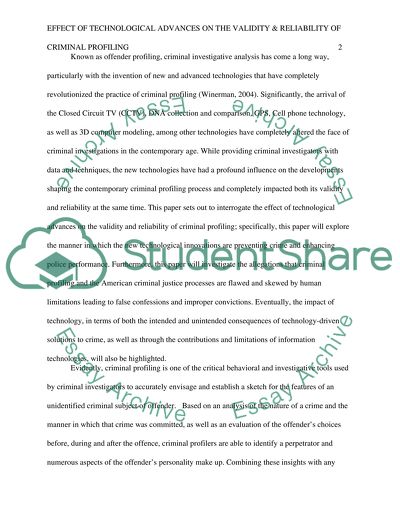 Effect of Technological Advances on the Validity and Reliability of Criminal Profiling