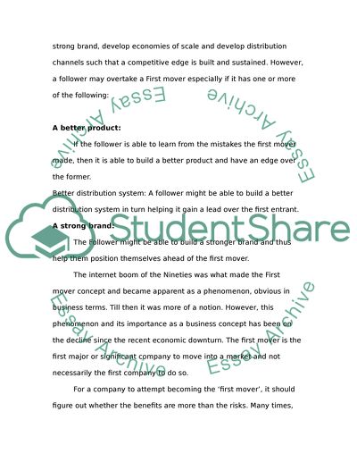 First Mover Versus Follower