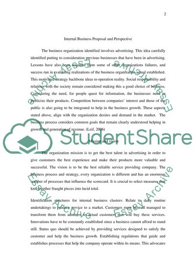 Internal Business Proposal and Perspective