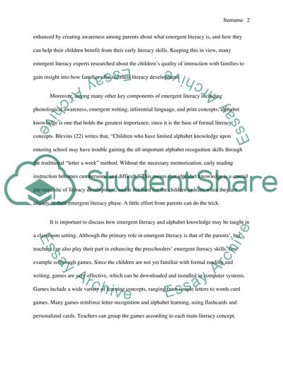 Emergent Literacy and Alphabet Knowledge