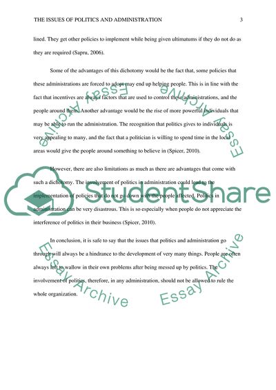 The issues of politics and administration