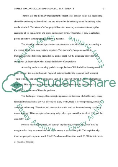Notes to Consolidated Financial Statement