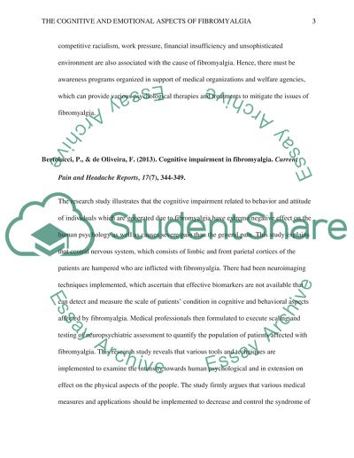 The Cognitive and Emotional Aspects of Fibromyalgia