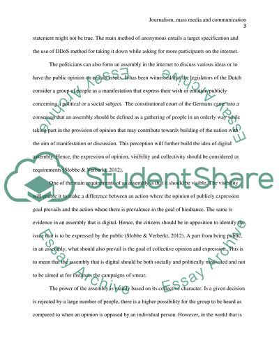 The Role of Journalism, Mass Media and Communication in Politics