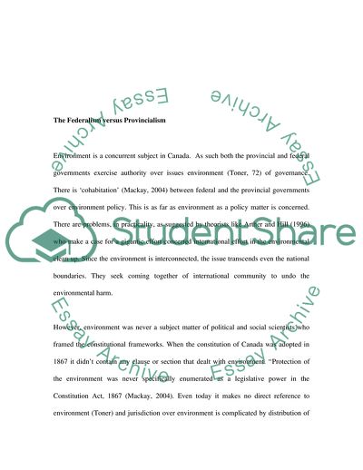 Canadian Federalism and the Environment