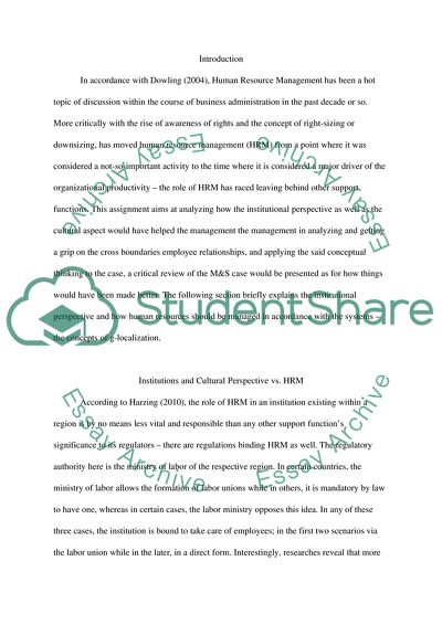 Understanding Cross National Employment: the Case of M&S