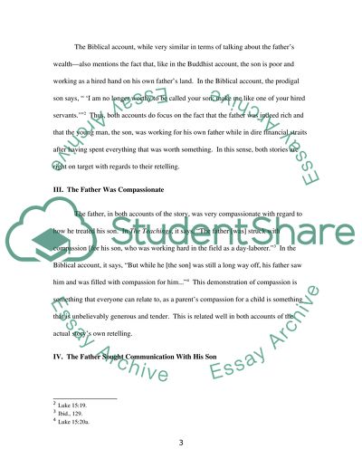 Teachings of the Compassionate Buddha and the Parable of the Lost Son