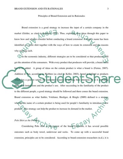 Principles of Brand Extension and its Rationales