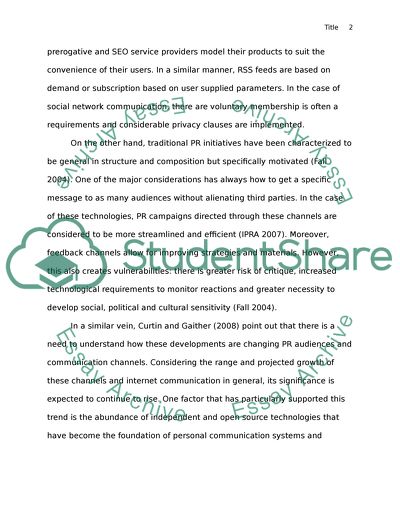 Current issues in Public Relations