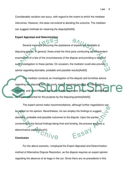 Methods for Resolving the Dispute