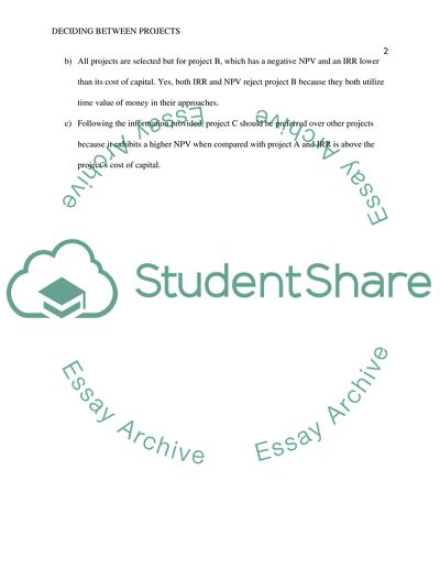 Deciding between Projects