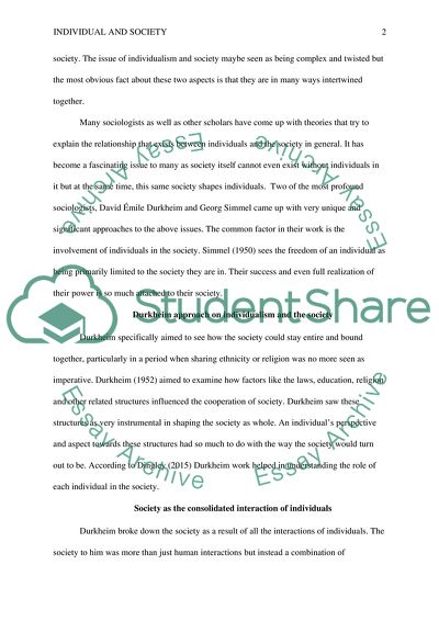 Individual and Society: Durkheim and Simmel