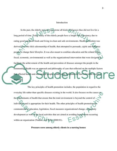 Health Promotion: Pressure Sores Among Elderly Clients in a Nursing Homes