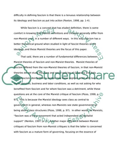 Assessment of Marxist Theories of Fascism