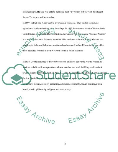 Regional Planning Theory of Patrick Geddes