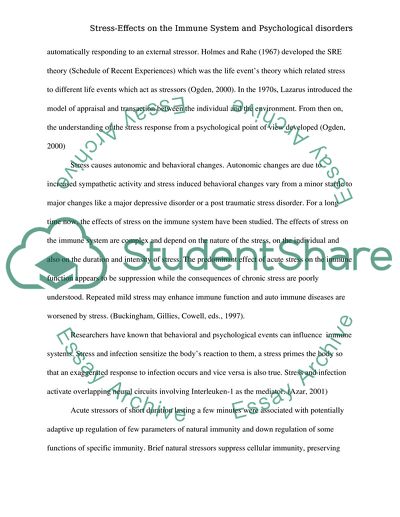 Stress-Effects on the Immune System and Psychological Disorders