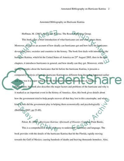 Annotated Bibliography on Hurricane Katrina