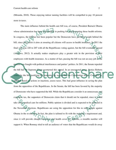 Current Health Care Reform