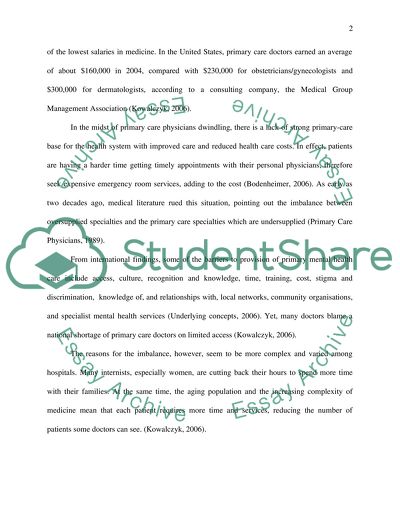 Effective Primary Care in Mental Health Services