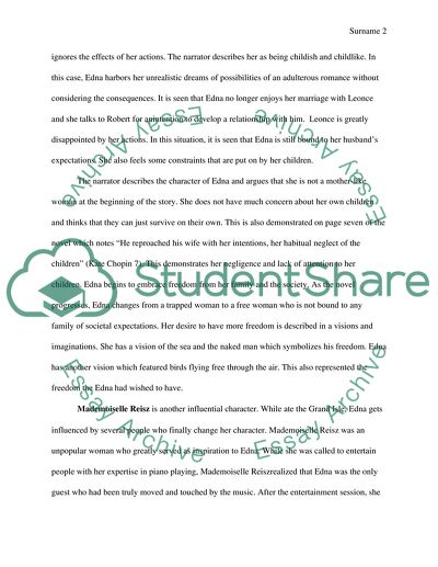 Character Analysis on EDNA from the novel The Awakening