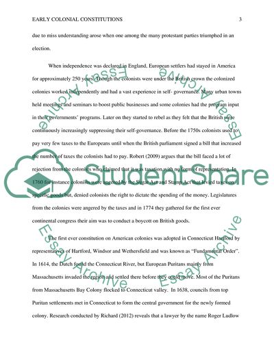 Early Colonial Constitutions