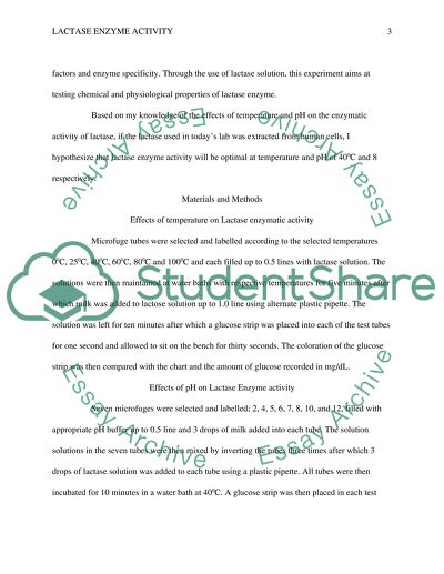Lactase Enzyme Activity
