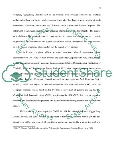 Critical Analysis of Elements of Arab Economic Integration