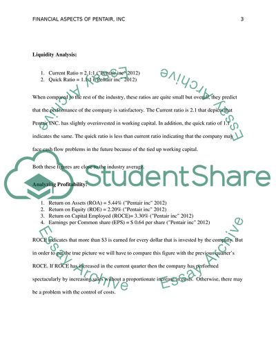 Write a report analyzing the most recent financial aspects of Pentair,INC