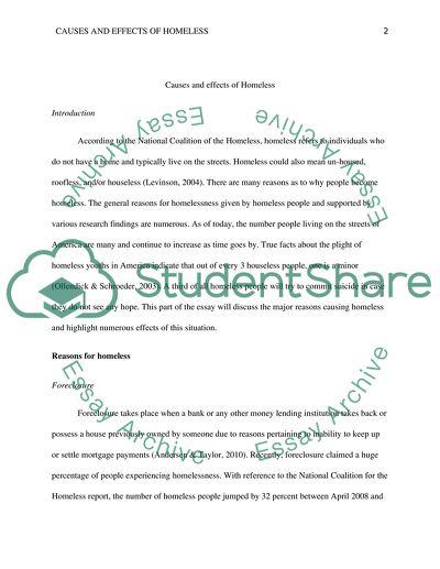 Causes and effects of Homeless