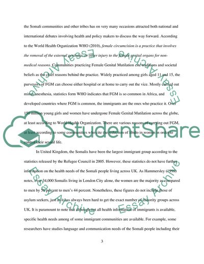 Female Genital Mutilation among the Somali Community